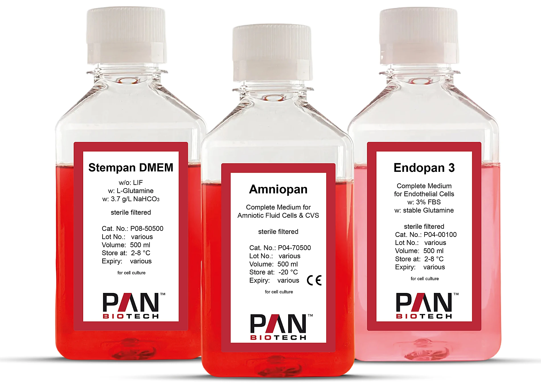 StemPAN DMEM for stem cells, AmnioPAN for amniotic fluid cells and CVS, EndoPAN 3 for endothelial cells